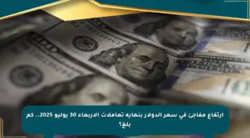 ارتفاع مفاجئ في سعر الدولار بنهاية تعاملات الأربعاء 30 يوليو 2025.. كم بلغ؟